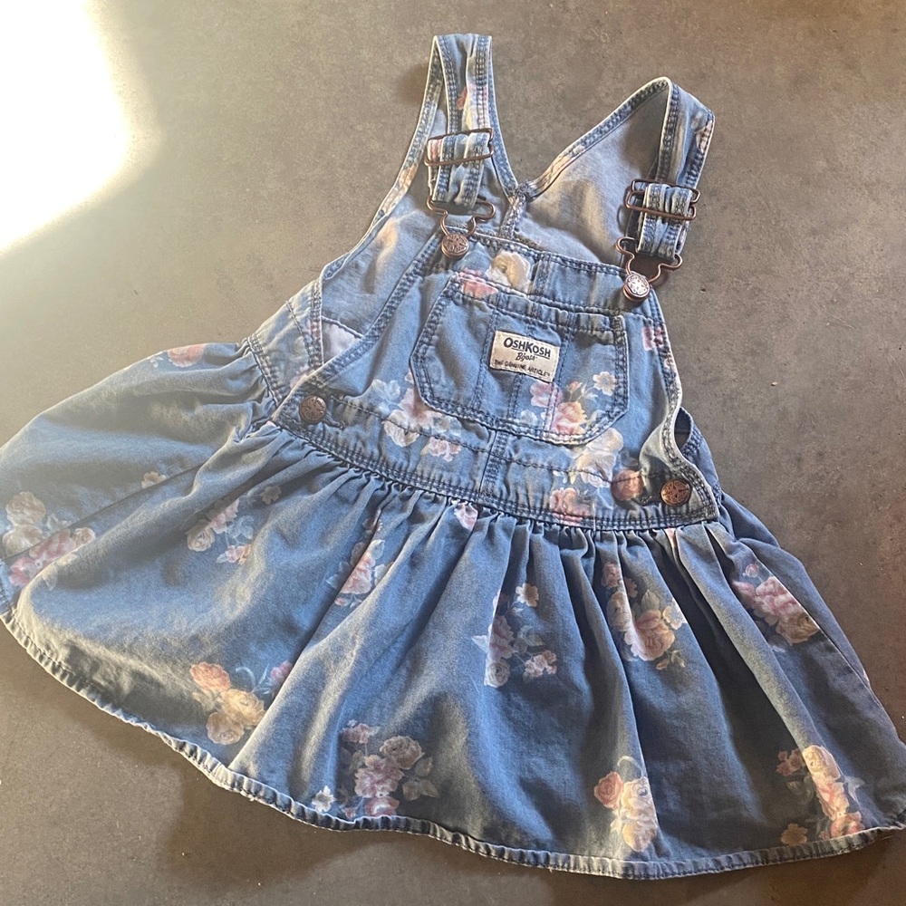 OshKosh B'gosh Blue Floral Denim Skirtall